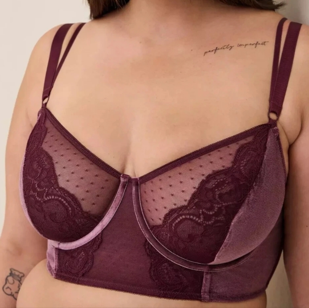 Torrid Curve Velour Lace Longline Bra